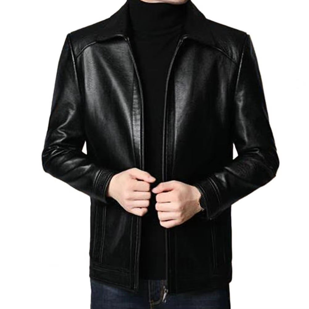 Men Leather Suit Jacket Slim Blazer Pu Coat Fashion Leather Jacket Streetwear Casual Blazer Jackets Male Outerwear Zipper Coat